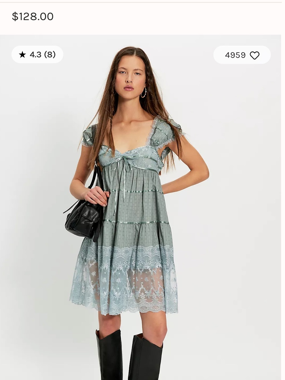Free People Sage Green Lace-Tiered “One of a Kind Romper”